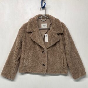Hollister Warm Brown Faux Fur Sherpa Teddy Coat Oversized